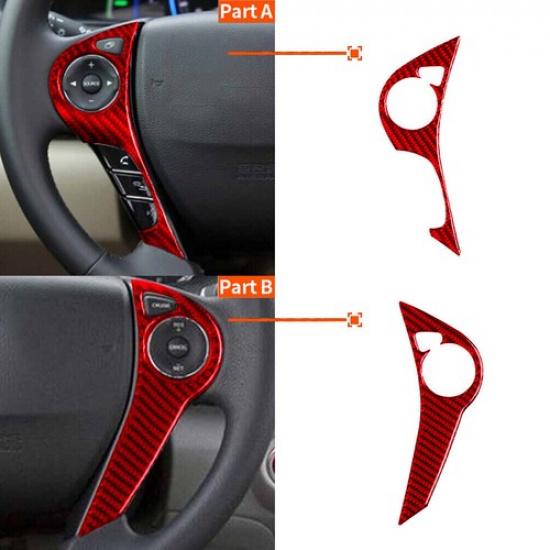 Carbon Fiber Steering Wheel Button TypeB Trim Cover Fit For Honda Accord 2013-17