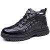 Chunky Classic Black Leather Men'S Snow Boots Winter New Super Thick Plush Warm High-Top Outdoors Hiking Sport Male Shoes
