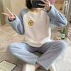 Autumn Winter Warm Flannel Women Pyjamas Sets Thicken Coral Velvet Long Sleeve Cartoon Sleepwear Flannel Pajamas Set Youth Girl