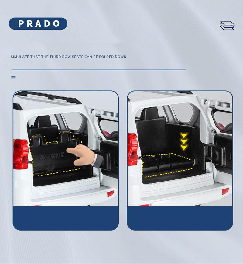 HAOCHI 1/24 Toyota PRADO Land Cruiser Внедорожник Сплав Модель автомобиля Литой Металл Внедорожник Модель автомобиля Звук Свет Детская Игрушка Подарок