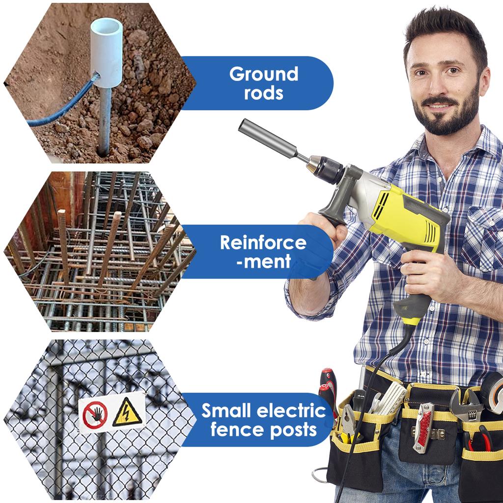 SDS Plus Заземлитель Стальной Сверхмощный Заземлитель Износостойкий Перфоратор Электроинструмент для 5/8 дюйма 3/4 дюйма