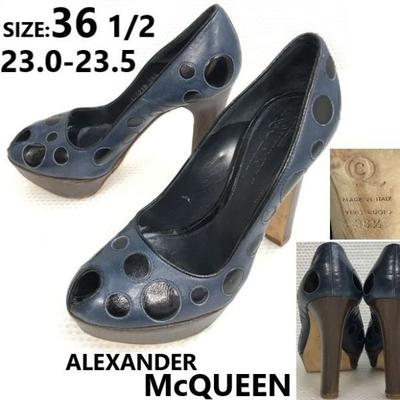 ALEXANDER McQUEEN Туфли на высоком каблуке 36.5 23.5 Темно-синий Роскошная обувь(ИСПОЛЬЗОВАЛ)