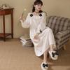 Nightdress Women Sweet Autumn Cotton Long-sleeved Pajama Palace Long Princess Style Home Clothes Chic Midi Dress