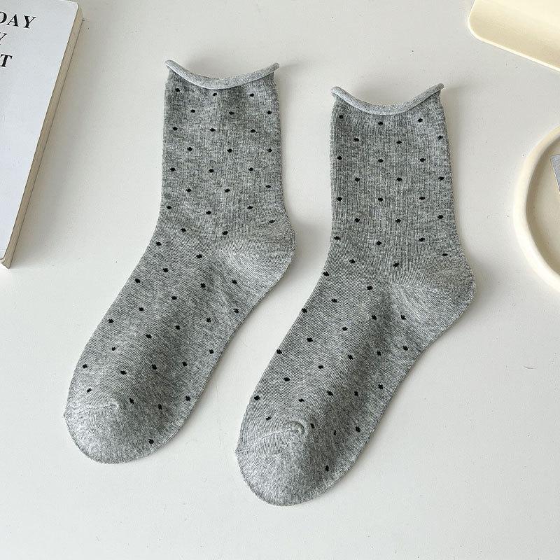 Women's Summer Thin Style All Kinds of Polka Dot Curled Rim In The Tube Pile Pile Cotton Socks