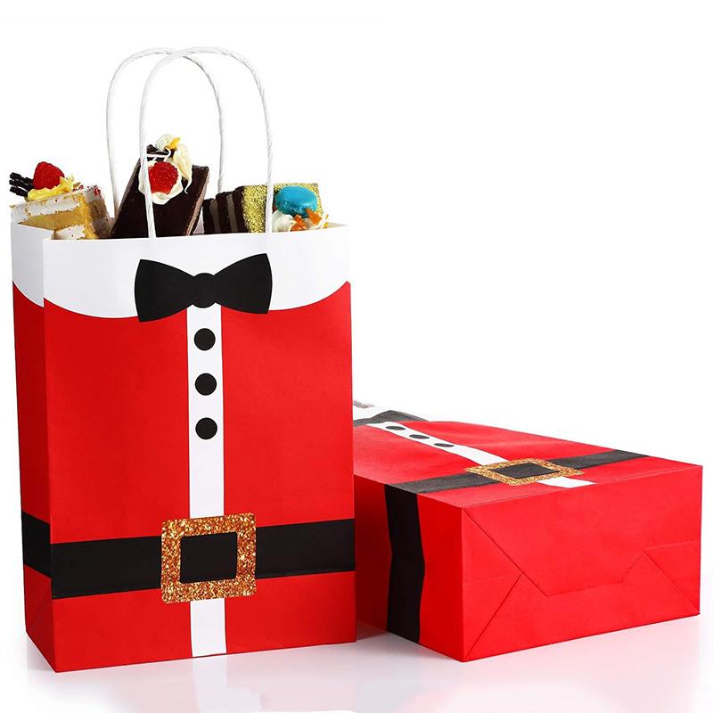WTEMPO 10 шт. 8*16*22 см рождественские подарочные пакеты креативные печатные сумки праздничные вечерние прочные пакеты из крафт-бумаги пакеты для упаковки шоколада/конфет/тортов
