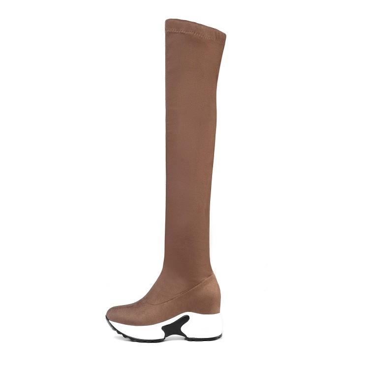 Хлопковые туфли, сапоги выше колена на платформе, облегающие сапоги, узкие эластичные сапоги, женские сапоги, большой размер 40-43, длинная трубка