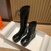 British Style Lace-Up Long Boots Platform Motorcycle Boots Zipper Fashion Boots of Women Casual Boot Autumn Women's  Boot 2024