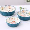 Керамическая красная миска с вишней, салатница, подставка для риса и пасты, миска-рамекин, синяя столовая посуда с цветочным узором, можно мыть в посудомоечной машине