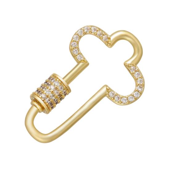 Decorative Buckle Cross Turnbuckle Clasp with Clear Rhinestones Easy Screw Locking Jewelry Connector Bracelets Necklaces Keychains DIY