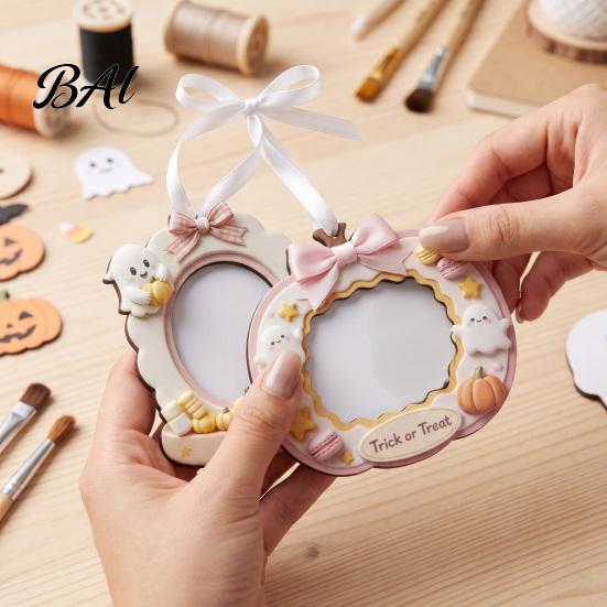 Customizable Photo Frame Mini Halloween Picture Frame, Small Cute Ghost Pumpkin Ornament, Autumn Home Decor Decorative Postcard Holder for Tree,