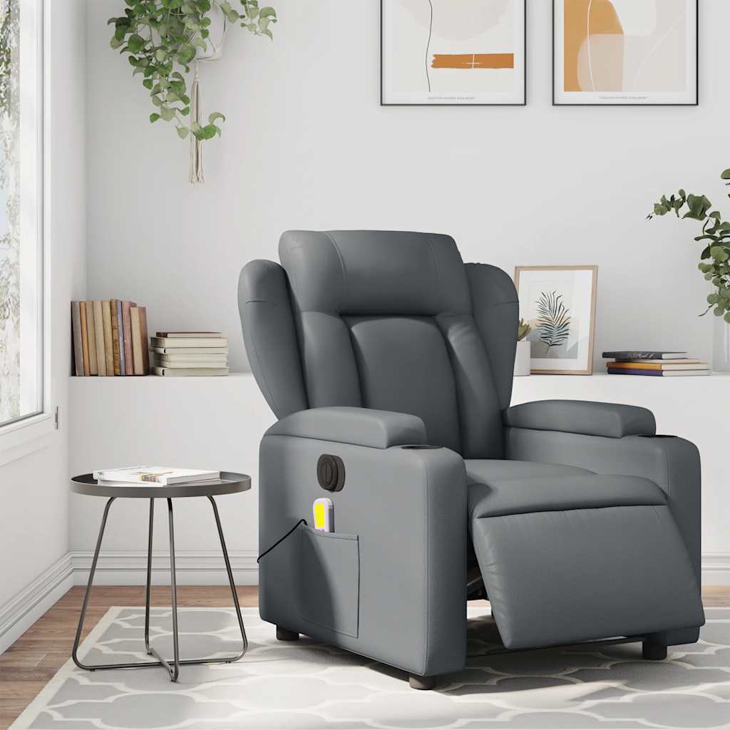 Electric Massage Chair Grey Artificial Leather