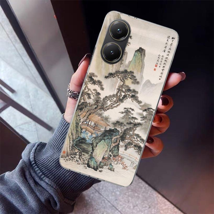 Чехол для телефона в китайском стиле, арт, тушь, для Xiaomi Poco X7 X6 X5 Pro F7 Ultra Redmi 15C 15 13 13C 12 12C 10 10A 10C 9 9A 9C 9T