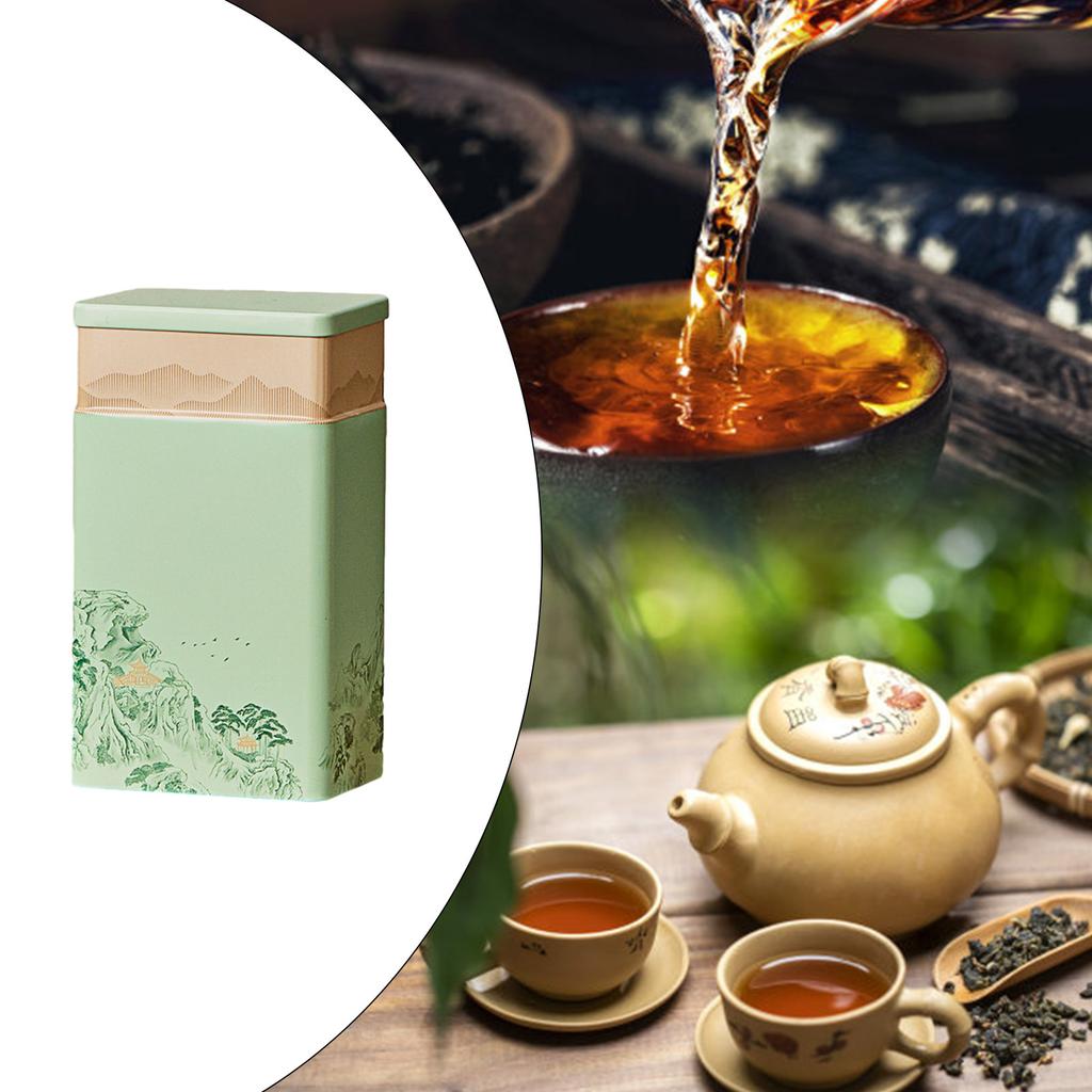 Compact Tea Container Portable Tinplate Tea Storage Box Tea Canister Tea Storage Jar Perfect for Home or Office Use