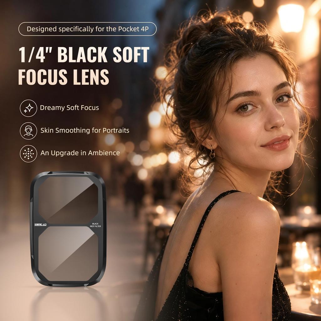 Filter Set for DJI Osmo Pocket CPL Black Adjustable VND with Aluminum Alloy Frame 3-Piece 4P + 1/4" + (2-32")