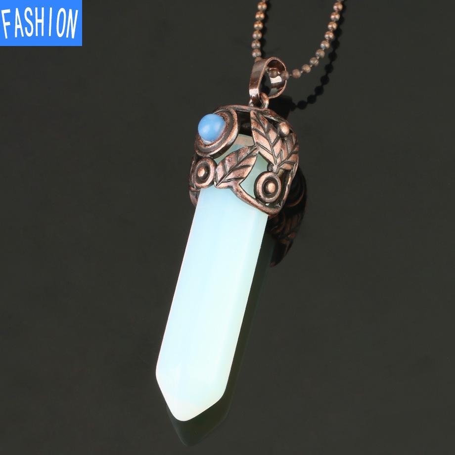 Ожерелье из натурального кристалла с шестиугольной подвеской и аметистом, осеннее и зимнее женское ретро-ожерелье