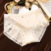Sexy Lace Underwear Mid Waist Lightweight Knickers Breathable Mulberry Silk Crotch Lingerie Triangle Panties