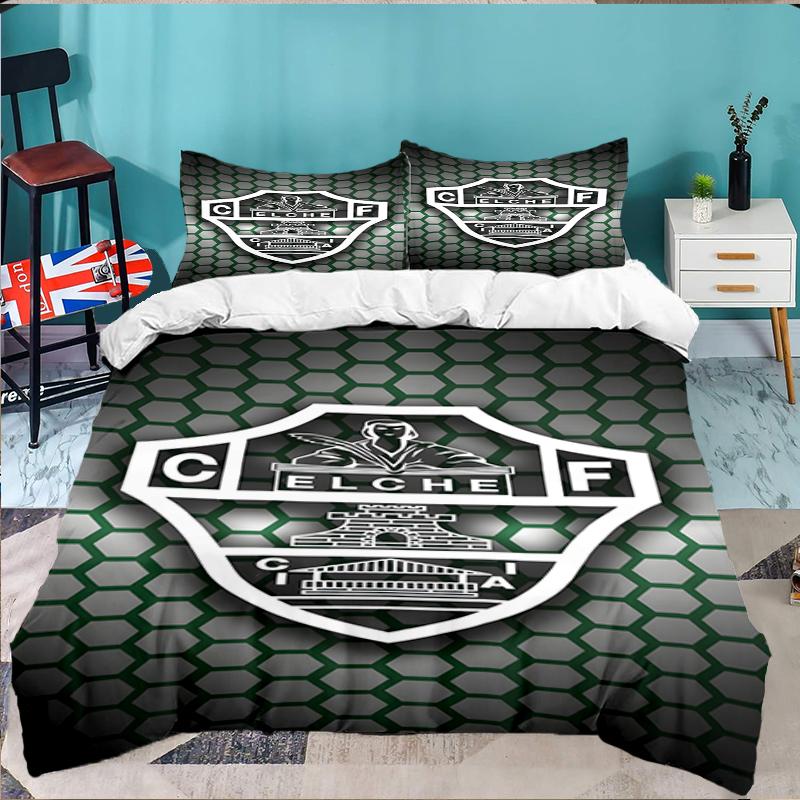 3PCS Football Elche Crest Design Bedding set,Ideal for1pc Duvet Cover And 2pcs Pillowcases Perfect for Christmas gift,Ideal for Bedroom, Dormitory