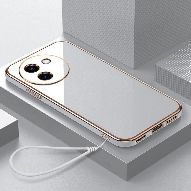 Чехол для Vivo Y200i Чехол для телефона Vivo Y200i Прямой край Гальваническое покрытие Ударопрочный Силиконовый Мягкий Чехол