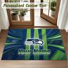 Crystal Velvet Square Rug Custom NameSeattle Seahawks Pattern Non Slip Home Floor Decor Rug