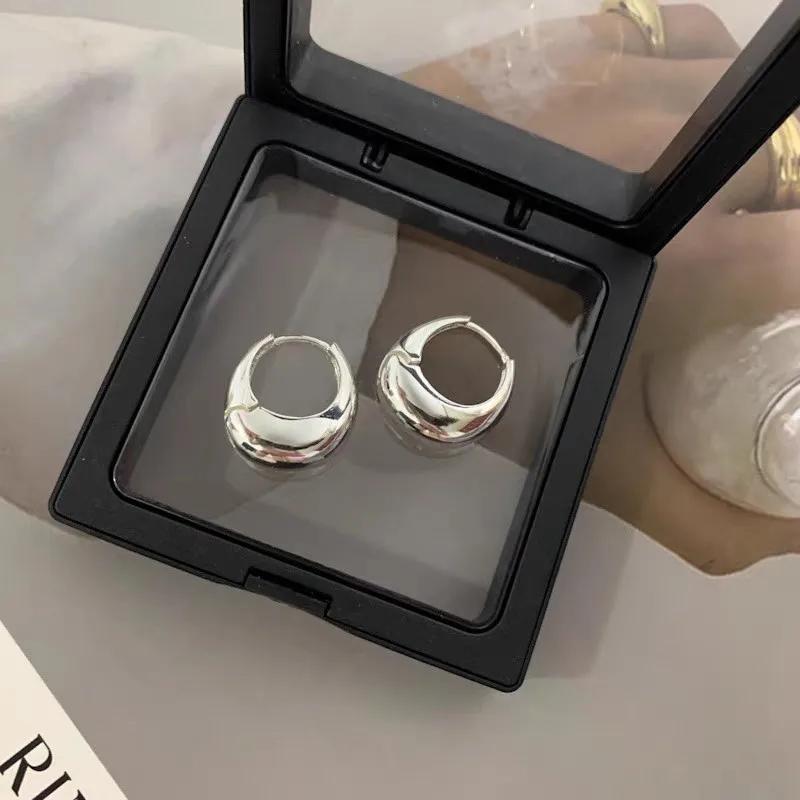 Круглые серьги-кольца из серебра 925 пробы для женщин, модные массивные серьги-круги, гипоаллергенные, вечерние украшения, подарок