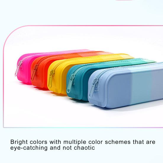Силиконовый пенал градиентного цвета, сумка-карандаш на молнии, легкий пенал, органайзер для канцелярских принадлежностей