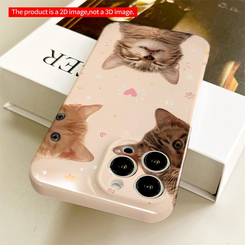 2DFlat Cute Kittens Love Theme Phone Case All inclusive film hard iPhone case, compatible with iPhone 18 Pro Max 17 16 15 14 13 12 11