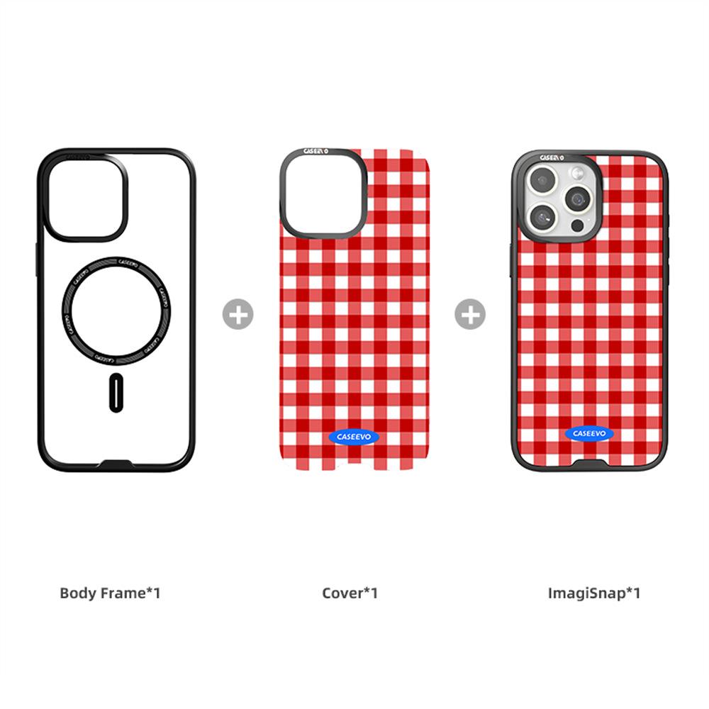 CASEEVO For iPhone 15 Pro Max Case Compatible with MagSafe TPU Acrylic Magnetic Phone Cover with Detachable Grid Backplate