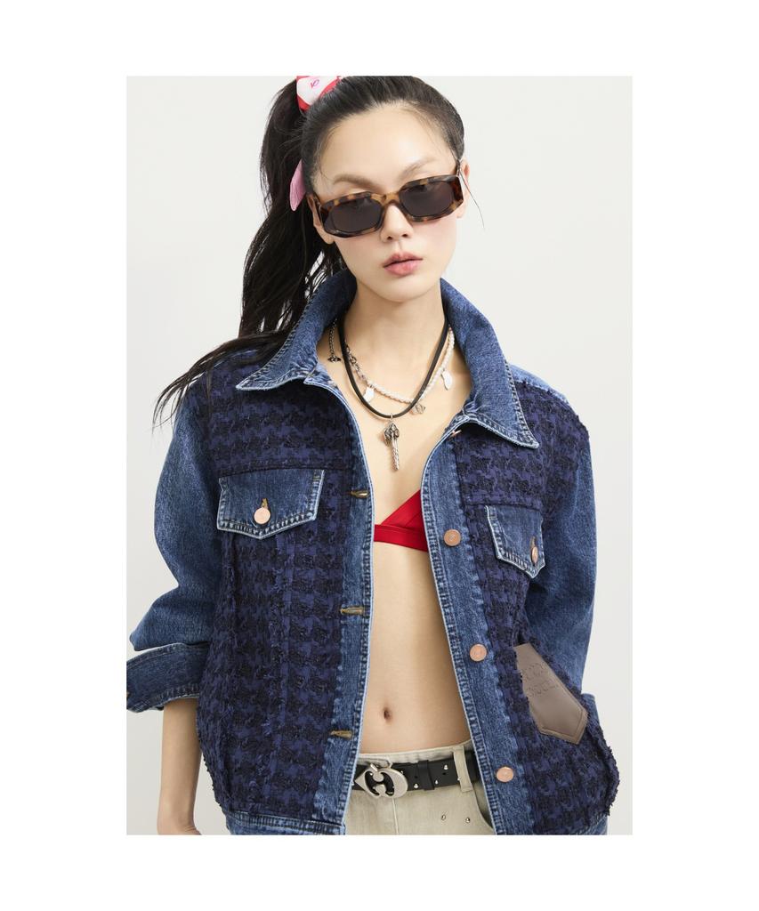 Lucky Chouette Tweed Mix Denim Jacket (Blue) Lfpds25100Bux