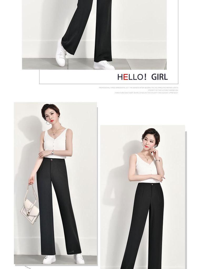 Women's High Waist Wide Leg Pants with Elastic Waist - Black, Loose Fit, Perfect for Spring and Summer