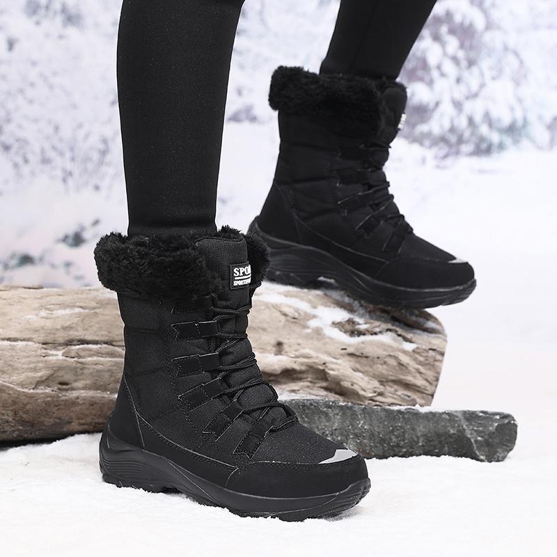 Женская зимняя обувь Новая модная зимняя обувь Теплая хлопковая обувь Толстая подошва Высокое качество Плюшевые Повседневные Короткие ботинки 36-42