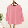 ZANZEA Women Casual Round Neck Solid Color 3/4 Sleeve Blouse