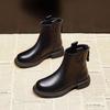 Мягкие кожаные тонкие ботинки женские 2024 новые однобортные ботинки с плоской подошвой на молнии сзади весенние и осенние одинарные ботинки осенне-зимние бархатные ботинки Martin хлопковая обувь