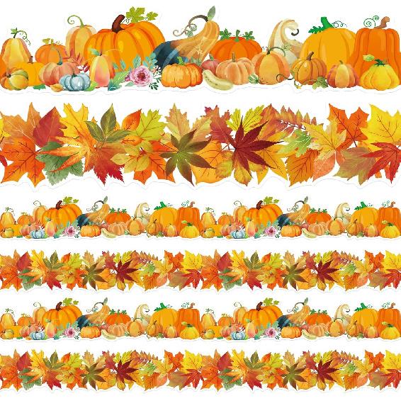 Fancy Land Pumpk Maple Leaves Bulletin Board Border Fall Border Trim for Classroom 68ft