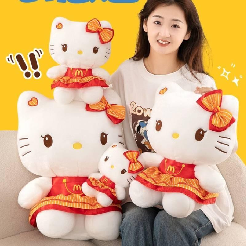 Очаровательная плюшевая кукла Китти в очаровательном красном платье, идеально подходящая для детских коллекций