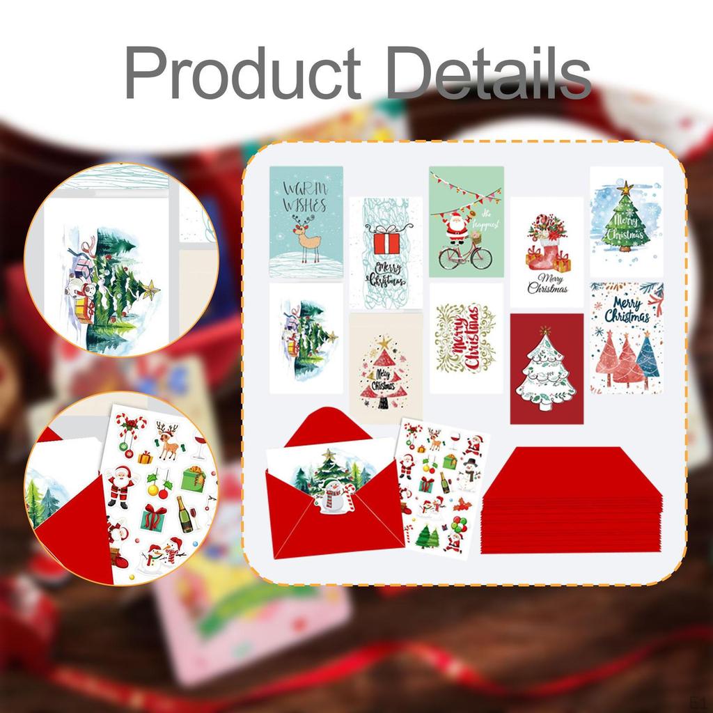 12Pcs Christmas Cards Assorted Holiday Decorative Elk Gift Boxes with Stickers Envelopes