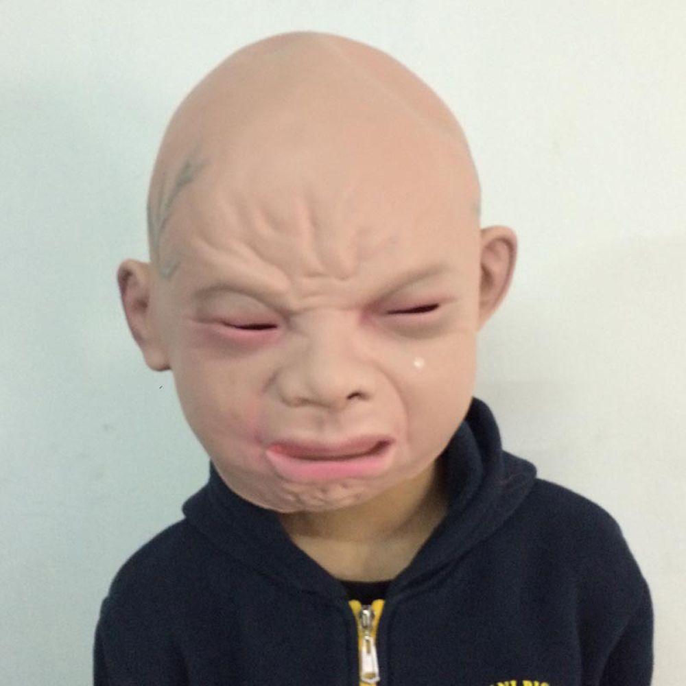 Funny Doll Halloween Costumes Latex Mask Crying Face Mask Crying Baby Mask Full Head for Adults