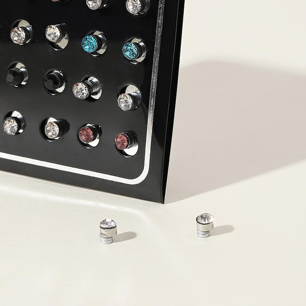 Набор из 12 пар магнитных серег-пусет с 5-миллиметровыми стразами, без прокола, ювелирный подарок