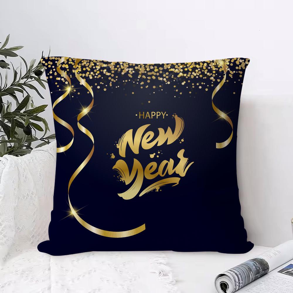 Cute Christmas Elements Cushion Cover 1 Piece Short Plush Pillowcase, Soft And Washable, Mostly Used For Sofa, Car