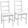 Dining Room Chairs Set Of 2 Wooden Kitchen Chair With Slat Backrest Non Slip 41.5 X 46 X 90 Cm White