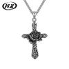 Ожерелье из титановой стали с крестом «Шиповник» - Модная ретро-подвеска для мужчин и женщин