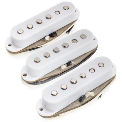 Musiclily Pro Набор из трех сингловых звукоснимателей для электрогитары Stratocaster, с разной высотой полюсных наконечников, Alnico 5, Белый, для гитар ST-60S, Гриф/Середина/Бридж 5.8K, (Набор 3)