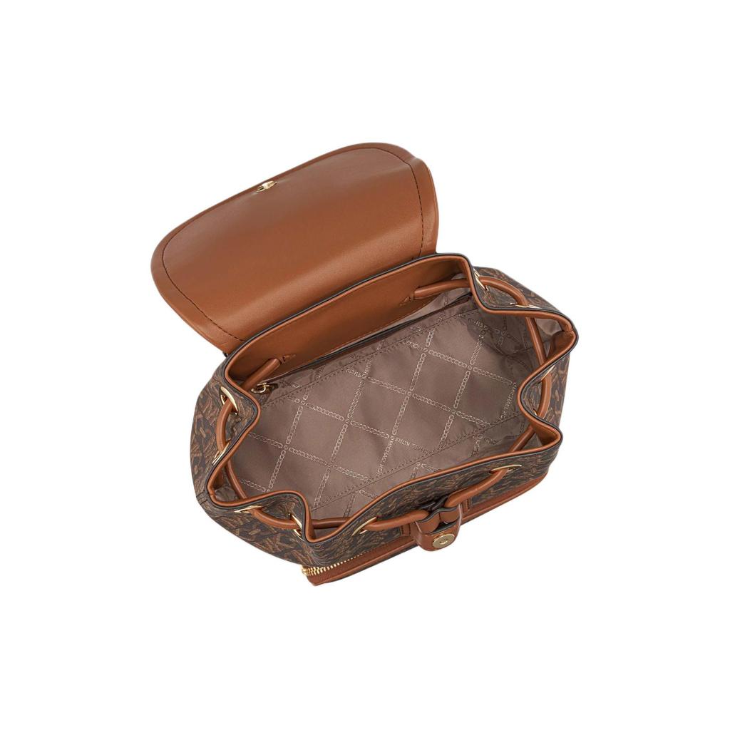 Michael Kors MK Cara Flap Design Faux Leather Backpack Small Women Backpack Dark-Brown Acorn-Brown 30R4GRKB1B-227