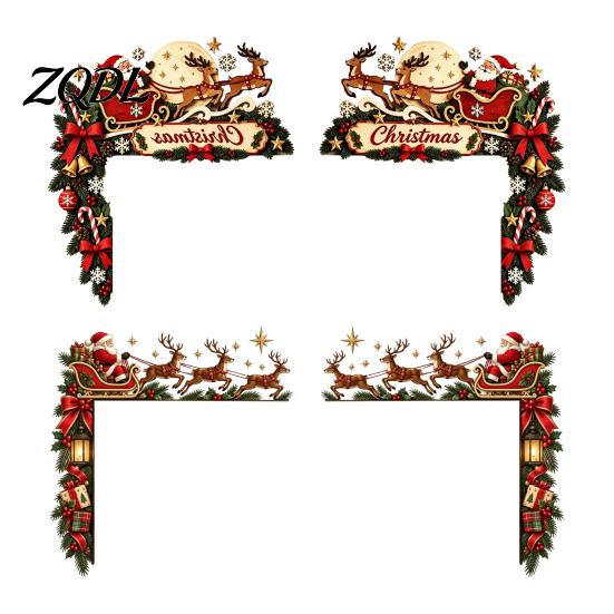 Сезонное украшение для дверного проема, Рождественский топпер для двери, Забавная рама с Санта-Клаусом, оленями и санями, Декоративный угловой элемент, Вывеска, Деревянное праздничное украшение для дома