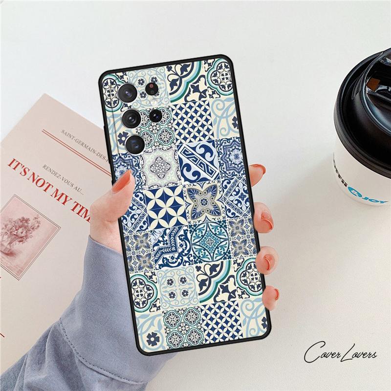 Резиновый чехол для телефона с марокканской плиткой Для Samsung Galaxy S24 S25 S23 S22 Ultra Note 10 20 Plus S20 S21 FE Чехол