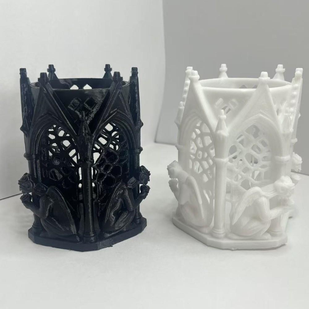 Круглый Арт Винтажный 3D Печатный Подставка для Ручек Уникальная Полая Готическая Подставка для Ручек Креативный Настольный Органайзер Офис