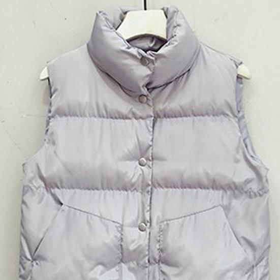 Women Cotton Vest Single-breasted Stand Collar Padded Thicken Solid Color Keep Warm Neck Protection Sleeveless Vest