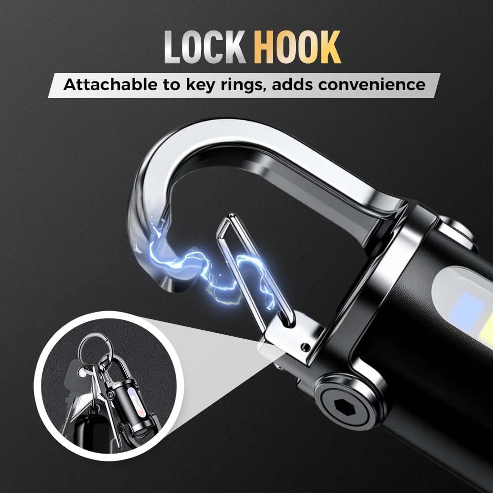 Mini Keychain Flashlight, USB Rechargeable Portable Flashlights Key Chain Light, Waterproof Small Keychain Light Tiny Flashlight for Outdoor (Black)