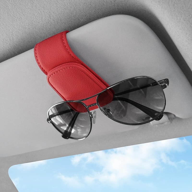 Sunglasses Holders for Car Visor,Car Magnetic Glasses Holder Leather Sunglasses Clip and Ticket Card Clip Suitable for Car Interior Visor and
