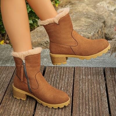 Модные зимние толстые плюшевые зимние сапоги женские из искусственной замши нескользящие женские теплые туфли с хлопковой подкладкой ботильоны на платформе размер 36-43