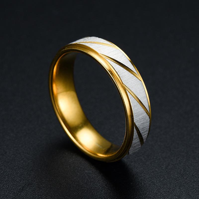 1pcs New Gold Color Ring Stainless Steel Couple Ring Fashion Batch Striped Ring Jewelry